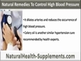 What Natural Remedies Can Be Used To Control High Blood Pressure 