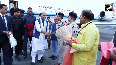 Defence Minister Rajnath Singh arrives in Indore, Madhya Pradesh