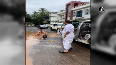 Man takes bath in pothole to protest against poor roads in Kerala