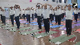 Rajnath Singh performs Yoga Asanas on the occasion of International Yoga Day