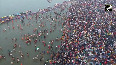 Prayagraj Drone visuals from Ghats of Triveni Sangam as people take holy dip in Maha Kumbh