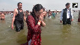Nupur Sharma takes holy dip in Triveni Sangam