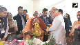 Mahakumbh HM Shah with wife Sonal Shah and UP CM Yogi Visits Swami Avdheshanand Giriashram