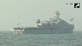 Indian Navy personnel on board INS off Visakhapatnam coast join Yoga Day celebrations