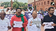 Left MPs protest against imposition of 50% tariffs on Indian exports by US