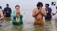 Pawan Kalyan, wife Anna Lezhneva take holy dip at Triveni Sangam