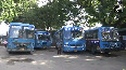 Bus drivers of state-run buses in Siliguri wear helmets as precautions amid Bharat Bandh