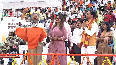 People throng for Yogi's oath ceremony in Lucknow