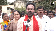 Union Min G Kishan Reddy distributes fruits to patients at Nallakunta Fever Hospital in Hyderabad