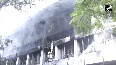 A massive fire broke out in a warehouse in Vijayawada, Andhra Pradesh.