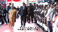 Suriname President Droupadi Murmu arrives at Johan Adolf Pengel International Airport in Paramaribo