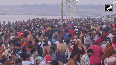 UP Massive crowd gathered at Sangam Ghats to take holy dip in Prayagraj