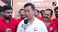 Former footballer Bhaichung Bhutia participates in Fit India Sundays on cycle campaign in Delhi