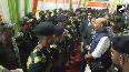 Defence Minister Rajnath Singh interacts with Soldiers in Jaisalmer