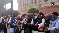 Oppn MPs read Preamble of Constitution before Mahatma Gandhi statue