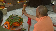 Gorakhpur UP CM Yogi Adityanath performed Rudrabhishek in Gorakhnath Temple and took blessings of God