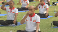 Intl Yoga Day Defence Minister Rajnath Singh, Army chief Gen Manoj Pande perform Yoga asanas
