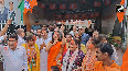 BJP workers in Kolkata celebrate ND lead in the Bihar polls, chanting BJP Zindabad slogans