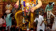 Devotees in large numbers offer prayers at Lalbaugcha Raja