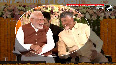 Light moments between Modi and Naidu during the rally in Andhra Pradesh