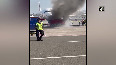 Pushback tug catches fire at Mumbai airport