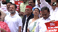 INDIA bloc protests at Makar Dwar of Parliament over issue of SIR in Bihar