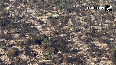 Aerial view of LA fire damage show aftermath of California blazes