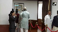 AIMIM Chief Asaduddin Owaisi leaves after voting for Vice President Polls