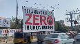 BRS flashes posters saying Telangana gets zero in Union Budget in Hyderabad