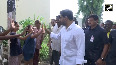 TDP National General Secretary Nara Lokesh interacts with locals after casting vote