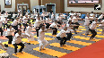 International Yoga Day EAM S Jaishankar, MoS MEA Kirti Vardhan Singh perform Yoga Asanas
