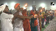 Mahakumbh Mela 2025 Sandhya Aarti performed at Ram Ghat in Prayagraj