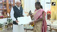 PM Narendra Modi arrives at President House to meet President Droupadi Murmu