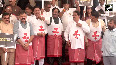 MVA leaders protest against Shiv Sena MLA Sanjay Gaikwad for allegedly punching a canteen worker