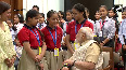 Schoolgirls tie 'Rakhi' to PM Modi on Raksha Bandhan