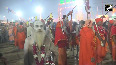 Maha Kumbh Sadhus of Mahanirvani Akhara continue to reach the Triveni Ghats for the Amrit Snan