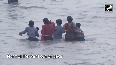 People wade through flooded Delhi-Gurugram Expressway