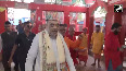 Union Home Minister Amit Shah offers prayers at Uchhaith Bhagwati Temple in Madhubani