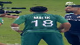 Dhoni interacts with Pakistan players after the match