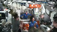 NASA Astronauts Butch Wilmore and Suni Williams greeted by Space Station crew