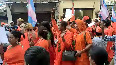 Transgender supporters of the BJP sing and dance during Prime Minister Narendra Modi's roadshow in Varanasi