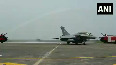 Water salute given to the five Rafale fighter aircraft