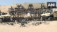 Rajnath Singh interacts with jawans at the Longewala Border in Jaisalmer
