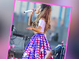 Ariana Grande Lifts Her Skirt On Stage