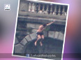 Singer Harry Styles takes a HUGE PLUNGE from hotel balcony into lake Como!