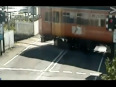 Car driver escape train hit video