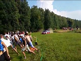 Rally Car Escape Through Crowd