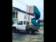 Riding car with water slide video