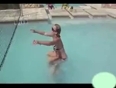 Stupid girl in swimming pool