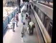 Man saved from oncoming train video